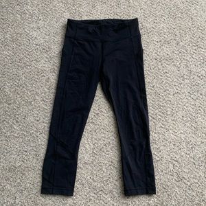 Black LuluLemon Cropped Mesh Leggings